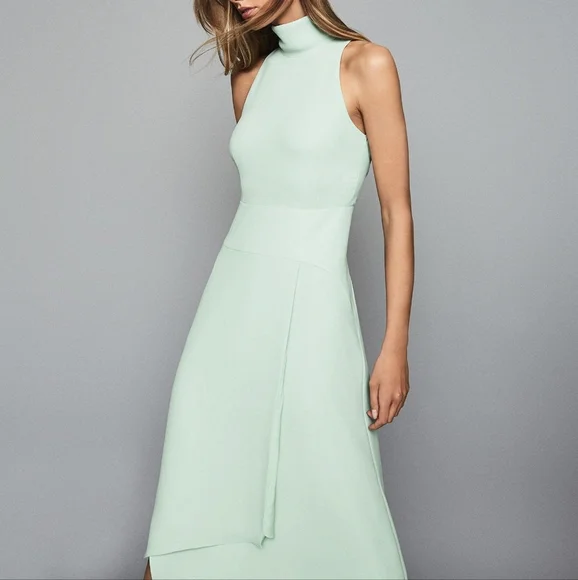 reiss mint green dress A-line Lace Top Mint Green Bridesmaid Dress with Ribbon – FancyVestido main image 0